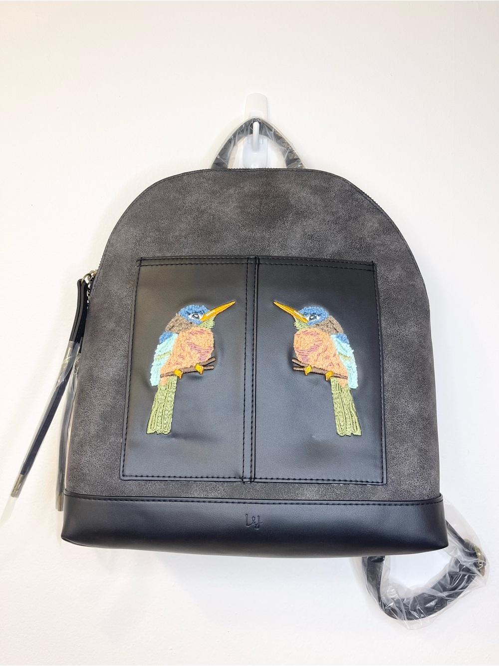 Elle Jae Gypset Embroidered Kingfisher Birds Vegan Leather Boho Backpack NWT